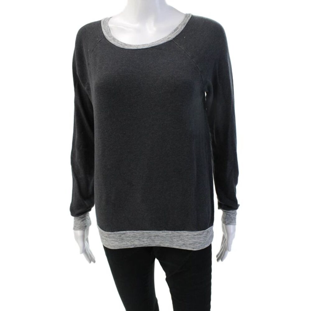 NSF Women Pullover Sweatshirt Dark Gray Cotton Long Sleeve Size S